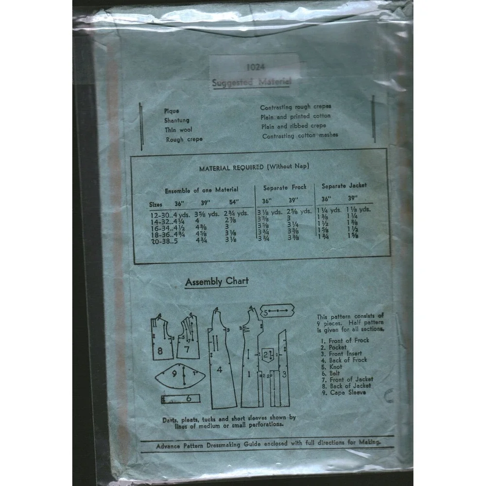 Advance Patterns vintage 1930s